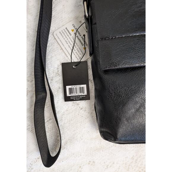 NEW Westend Crossbody Bag Black Vegan Faux Leather Snap Flap Wide Strap - Picture 4 of 10